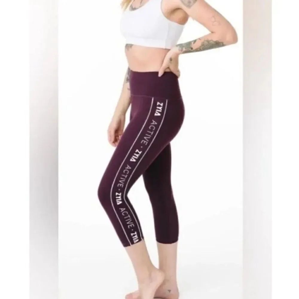 Zyia Active Plum Logo Stripe Light N Tight Leggings Women’s 14-16
